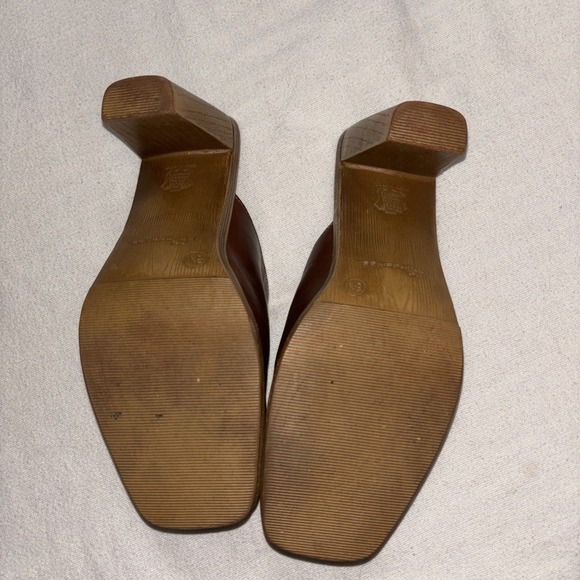 Vintage No Boundaries Brown Leather Heeled Clogs Coastal Cowgirl Boho Y2K Sz 8.5 - Picture 8 of 12